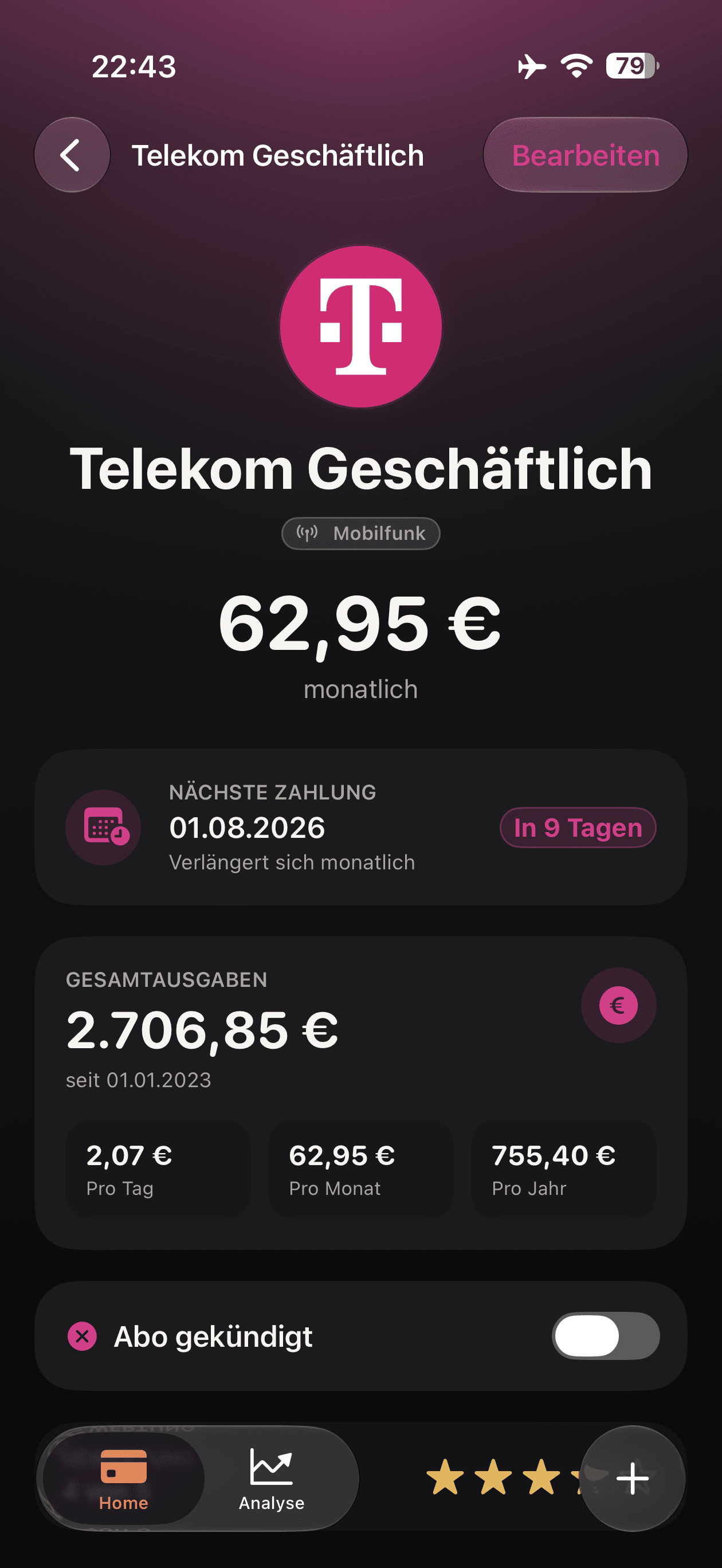 Telekom — €62.95 monthly