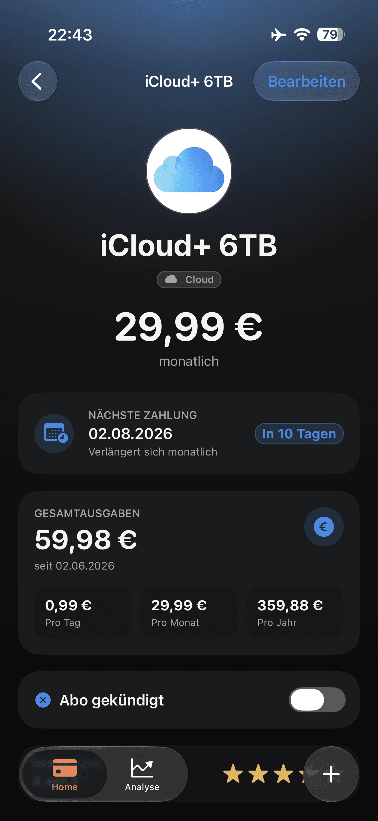 iCloud+ — €29.99 monthly